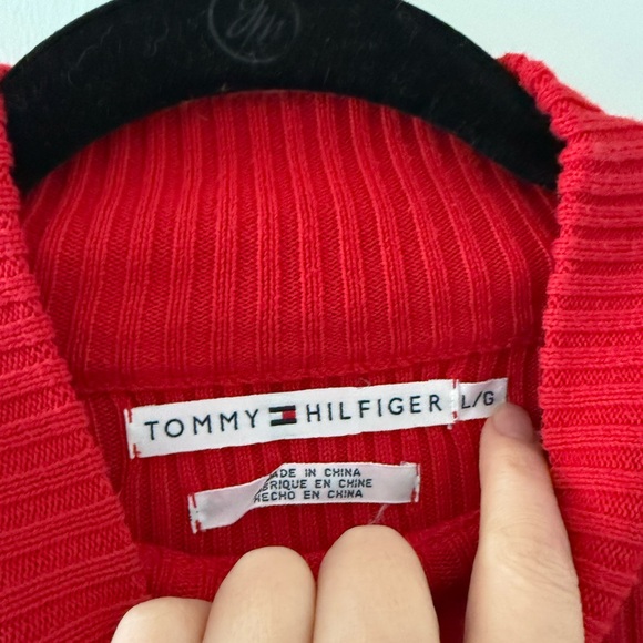 Vintage Tommy Hilfiger Red and Blue Turtleneck L - Picture 2 of 4